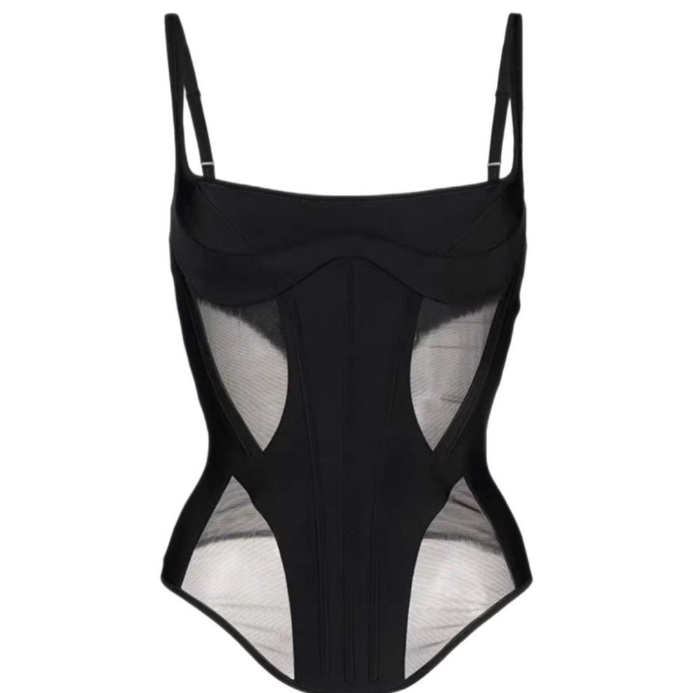 Cyber y2k black bodice corset